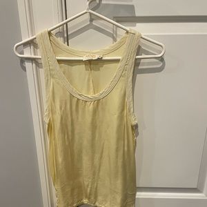Nation silky yellow tank top with cotton trim.